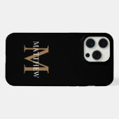 Personalisiert Name Monogram Black iPhone Hülle (Rückseite (Horizontal))