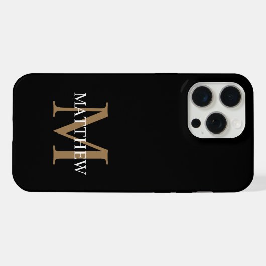 Personalisiert Name Monogram Black iPhone Hülle (Rückseite (Horizontal))
