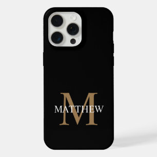 Personalisiert Name Monogram Black iPhone 15 Pro Max Hülle