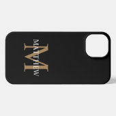 Personalisiert Name Monogram Black iPhone Hülle (Rückseite (Horizontal))