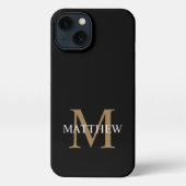 Personalisiert Name Monogram Black iPhone Hülle (Rückseite)