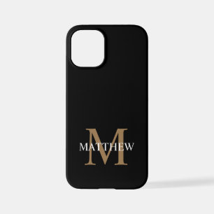 Personalisiert Name Monogram Black iPhone 12 Mini Hülle