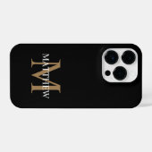 Personalisiert Name Monogram Black iPhone Hülle (Rückseite (Horizontal))