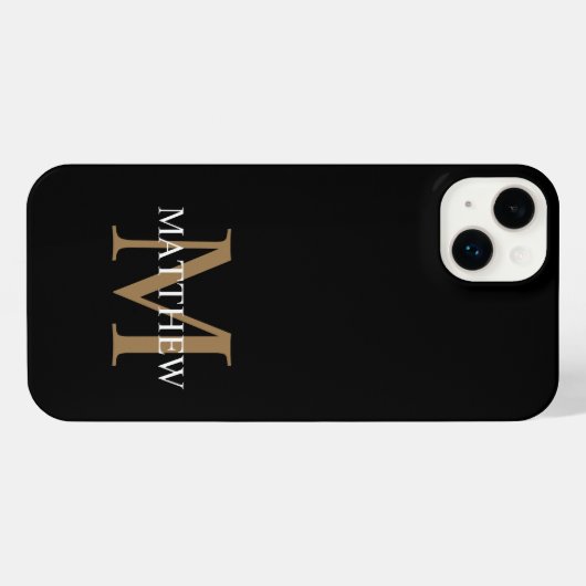 Personalisiert Name Monogram Black iPhone Hülle (Rückseite (Horizontal))