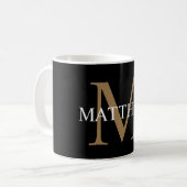 Personalisiert Name Monogram Black Kaffeetasse (Vorderseite Links)