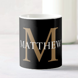 Personalisiert Name Monogram Black Kaffeetasse