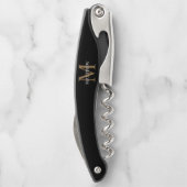 Personalisiert Name Monogram Black Kellnermesser (Rückseite)