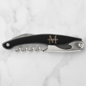 Personalisiert Name Monogram Black Kellnermesser (Rückseite)