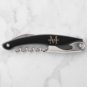Personalisiert Name Monogram Black Kellnermesser