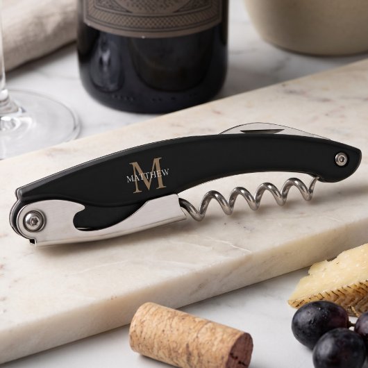 Personalisiert Name Monogram Black Kellnermesser