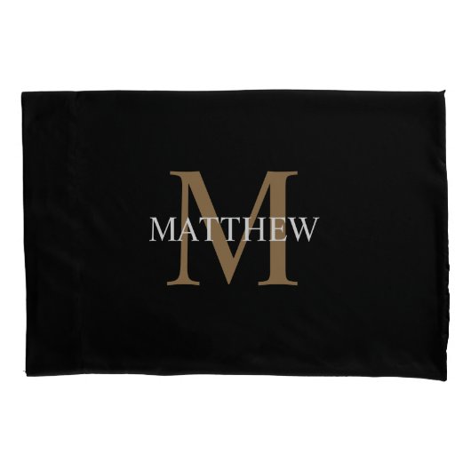 Personalisiert Name Monogram Black Kissenbezug (Vorderseite)