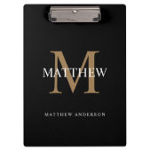 Personalisiert Name Monogram Black Klemmbrett (Vorderseite)