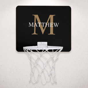 Personalisiert Name Monogram Black Mini Basketball Netz