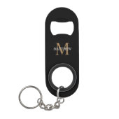 Personalisiert Name Monogram Black Mini Flaschenöffner (Vorderseite)