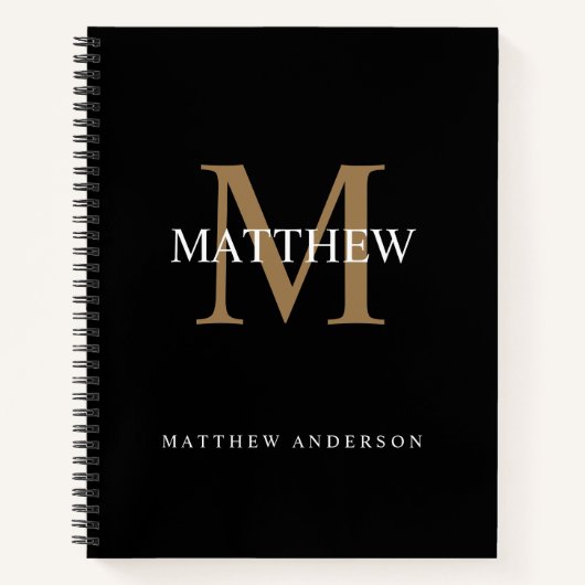 Personalisiert Name Monogram Black Notizblock (Vorderseite)