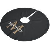 Personalisiert Name Monogram Black Polyester Weihnachtsbaumdecke (Schrägansicht)