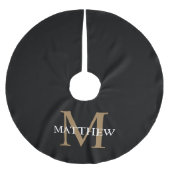 Personalisiert Name Monogram Black Polyester Weihnachtsbaumdecke (Vorderseite)