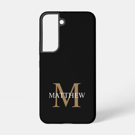 Personalisiert Name Monogram Black Samsung Galaxy Hülle (Rückseite)