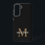 Personalisiert Name Monogram Black Samsung Galaxy Hülle<br><div class="desc">Erstellen Sie mit Ihrem individuelle Name und Monogramm Ihre eigene personalisierte schwarze,  runde Telefonzelle.</div>