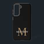 Personalisiert Name Monogram Black Samsung Galaxy Hülle<br><div class="desc">Erstellen Sie mit Ihrem individuelle Name und Monogramm Ihre eigene personalisierte schwarze,  runde Telefonzelle.</div>