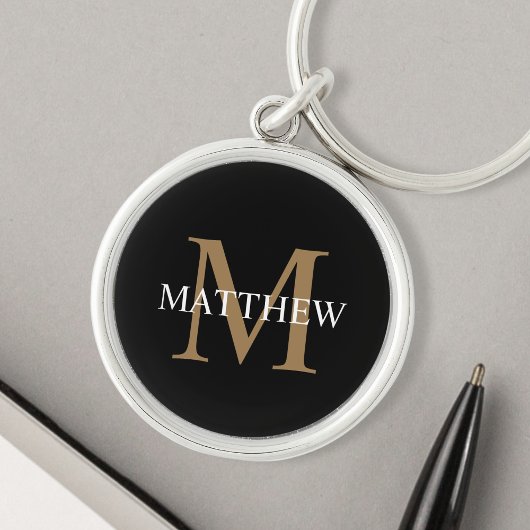 Personalisiert Name Monogram Black Schlüsselanhänger