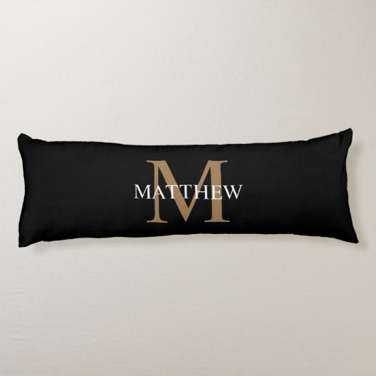 Personalisiert Name Monogram Black Seitenschläferkissen (Rückseite)