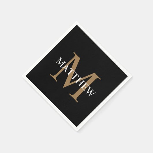 Personalisiert Name Monogram Black Serviette (Ecke)