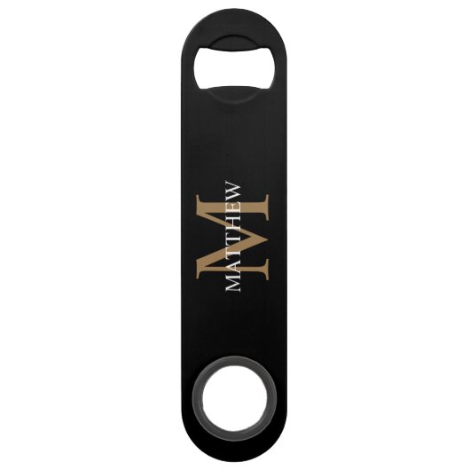 Personalisiert Name Monogram Black Speed Flaschenöffner (Vorderseite)