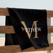 Personalisiert Name Monogram Black Strandtuch