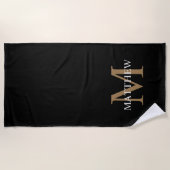 Personalisiert Name Monogram Black Strandtuch (Vorderseite)
