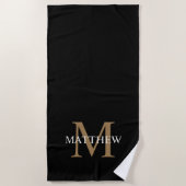 Personalisiert Name Monogram Black Strandtuch (Vorderseite)