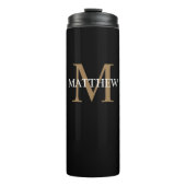 Personalisiert Name Monogram Black Thermosbecher (Vorderseite)