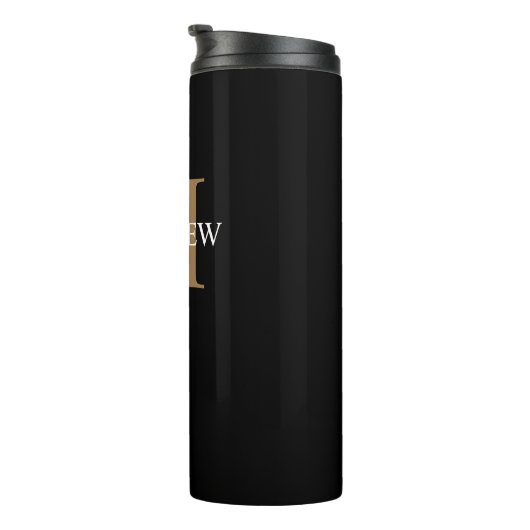 Personalisiert Name Monogram Black Thermosbecher (Nach rechts gedreht)