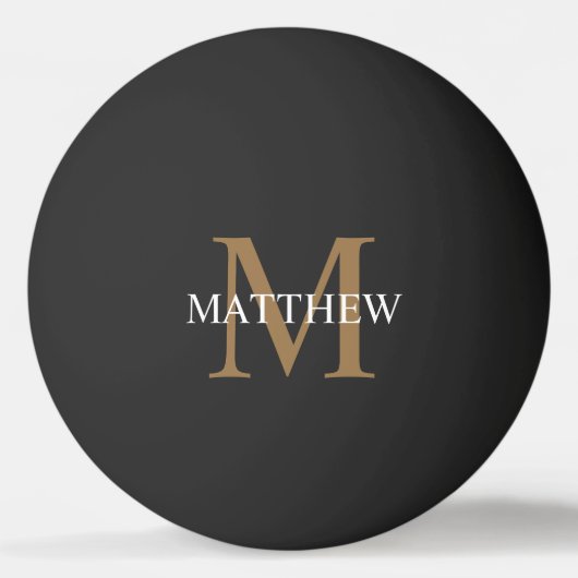 Personalisiert Name Monogram Black Tischtennisball (Vorderseite)