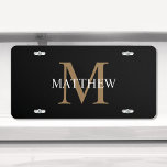 Personalisiert Name Monogram Black US Nummernschild<br><div class="desc">Erstellen Sie Ihre eigene personalisierte schwarze runde Lizenzplatte mit Ihrem individuelle Name und Monogramm.</div>