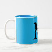 Personalisiert Name Monogram Blue Background Zweifarbige Tasse (Links)