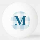 Personalisiert Name Monogram Blue Gingham Karo Tischtennisball (Vorderseite)