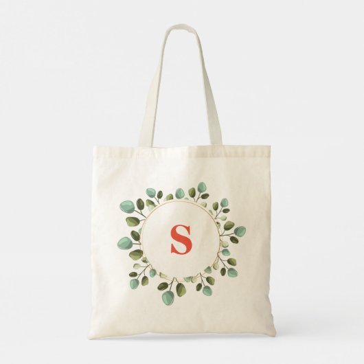 Personalisiert Name Monogram Blume Design Tote Bag Tragetasche (Rückseite)