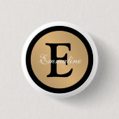 Personalisiert Name Monogram Gold Metallic Button (Vorderseite)