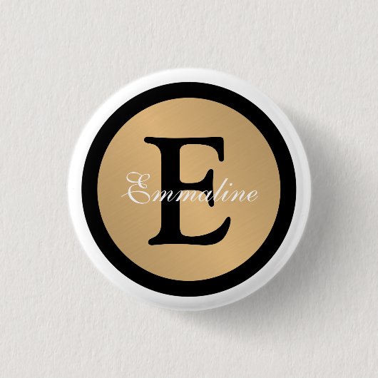 Personalisiert Name Monogram Gold Metallic Button (Vorderseite)