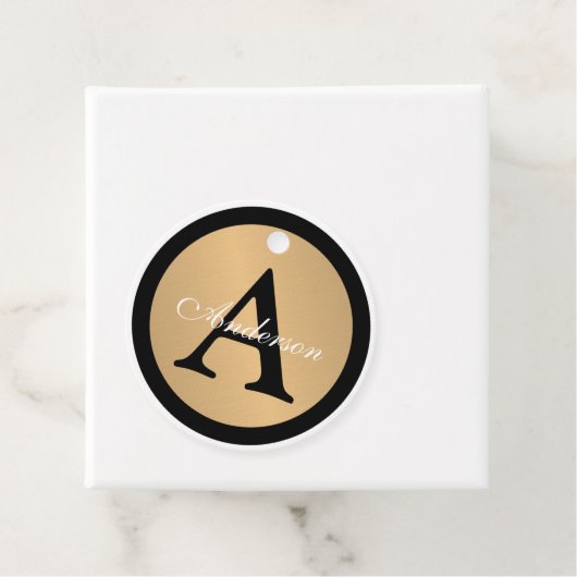 Personalisiert Name Monogram Gold Metallic Button Geschenkanhänger (Beispiel)