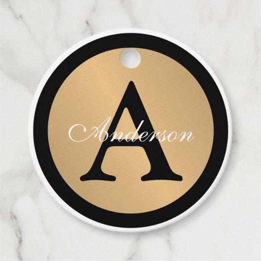 Personalisiert Name Monogram Gold Metallic Button Geschenkanhänger (Vorderseite)