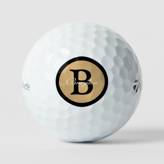 Personalisiert Name Monogram Gold Metallic Button Golfball (Vorderseite)