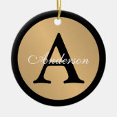 Personalisiert Name Monogram Gold Metallic Button Keramik Ornament (Vorne)
