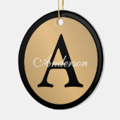 Personalisiert Name Monogram Gold Metallic Button Keramik Ornament (Links)
