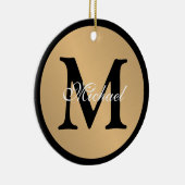 Personalisiert Name Monogram Gold Metallic Button Keramik Ornament (Rechts)