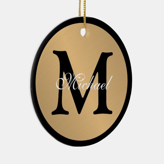Personalisiert Name Monogram Gold Metallic Button Keramik Ornament (Rechts)