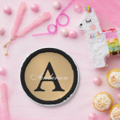 Personalisiert Name Monogram Gold Metallic Button Pappteller (Party)