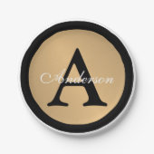 Personalisiert Name Monogram Gold Metallic Button Pappteller (Vorderseite)