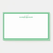Personalisiert Name Monogram Initials grün Post-it Klebezettel (Vorderseite)